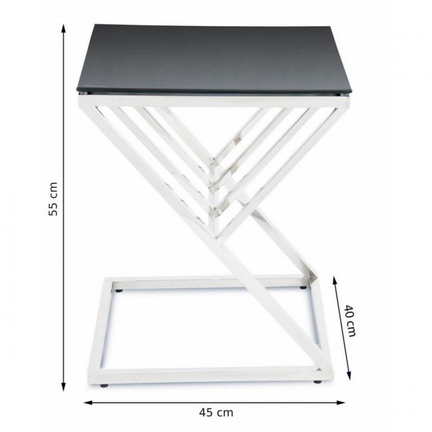 Table basse OBLIC 40x45 cm chrome brillant/noir