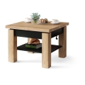 Table basse pliable avec couvercle relevable avec étagère CALEB chêne/noir