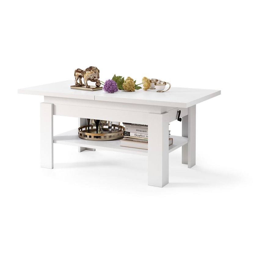 Table basse pliable avec couvercle relevable ROY blanc