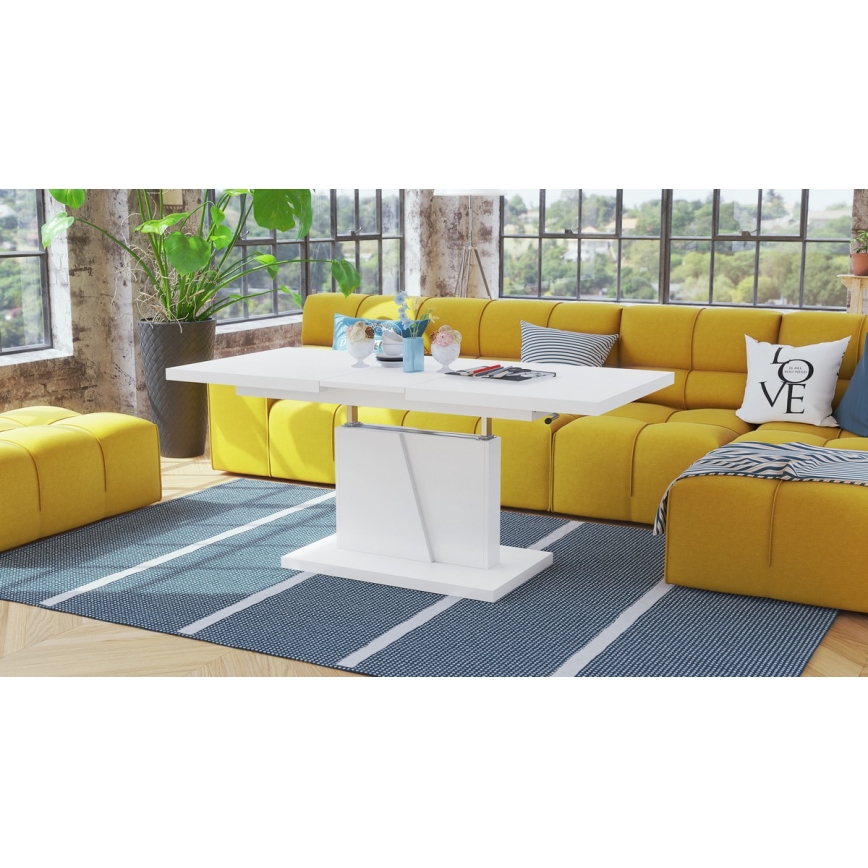 Table basse pliable avec plateau relevable NINO blanc