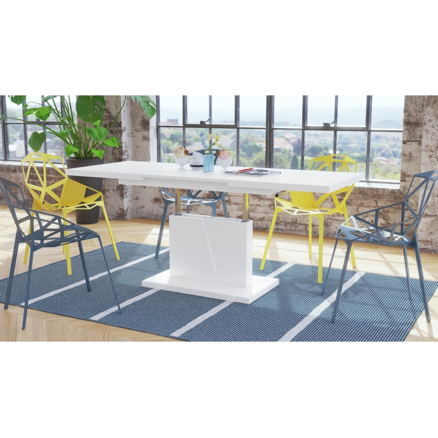 Table basse pliable avec plateau relevable NINO blanc