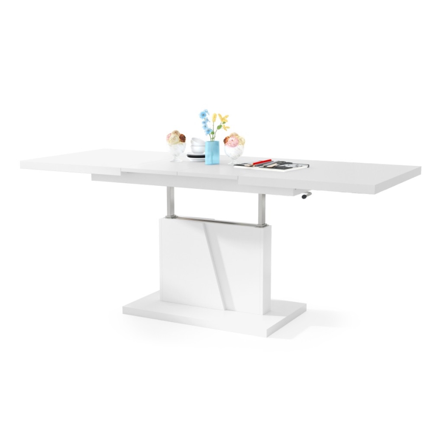Table basse pliable avec plateau relevable NINO blanc