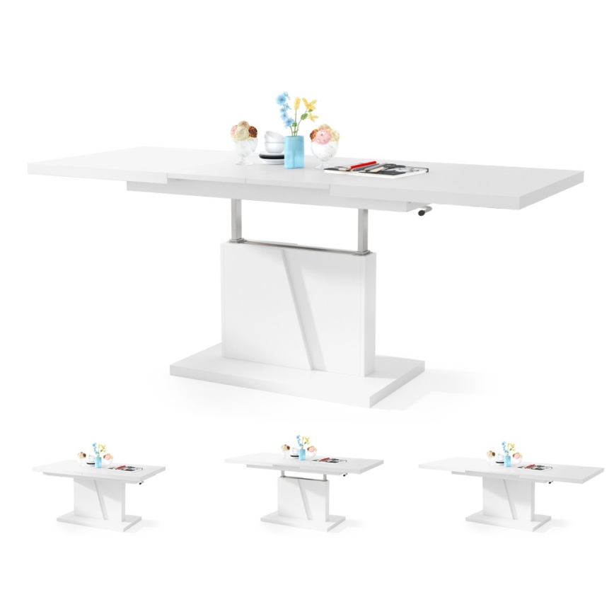Table basse pliable avec plateau relevable NINO blanc