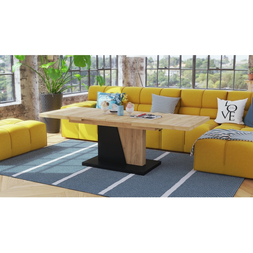 Table basse pliable avec plateau relevable NINO chêne/noir