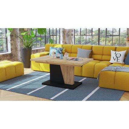Table basse pliable avec plateau relevable NINO chêne/noir