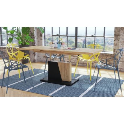 Table basse pliable avec plateau relevable NINO chêne/noir