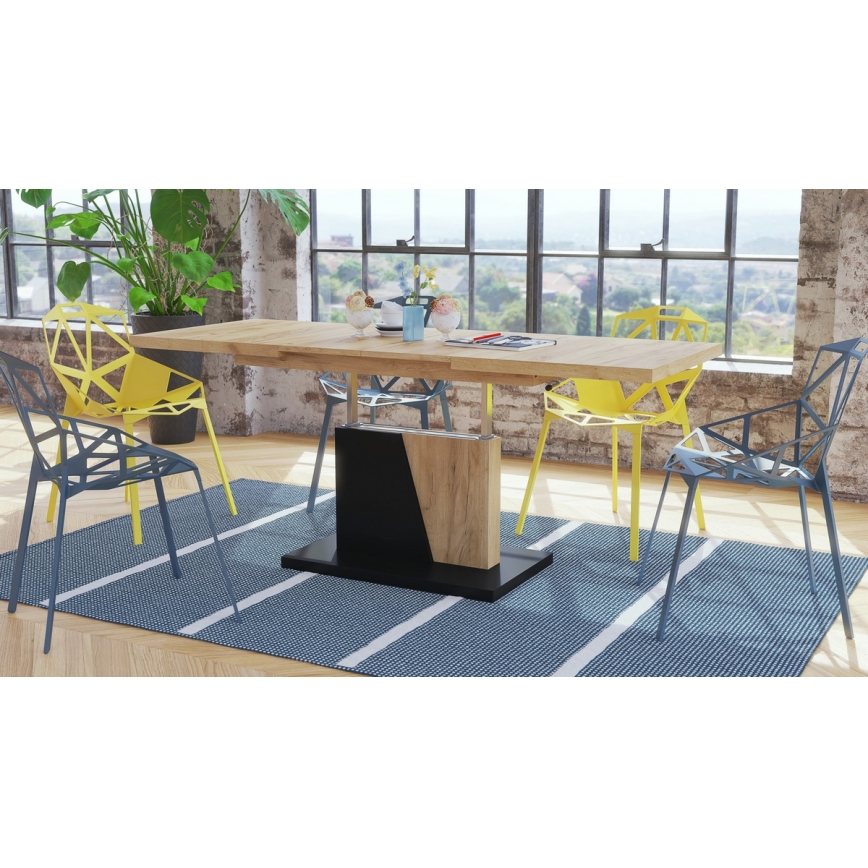 Table basse pliable avec plateau relevable NINO chêne/noir