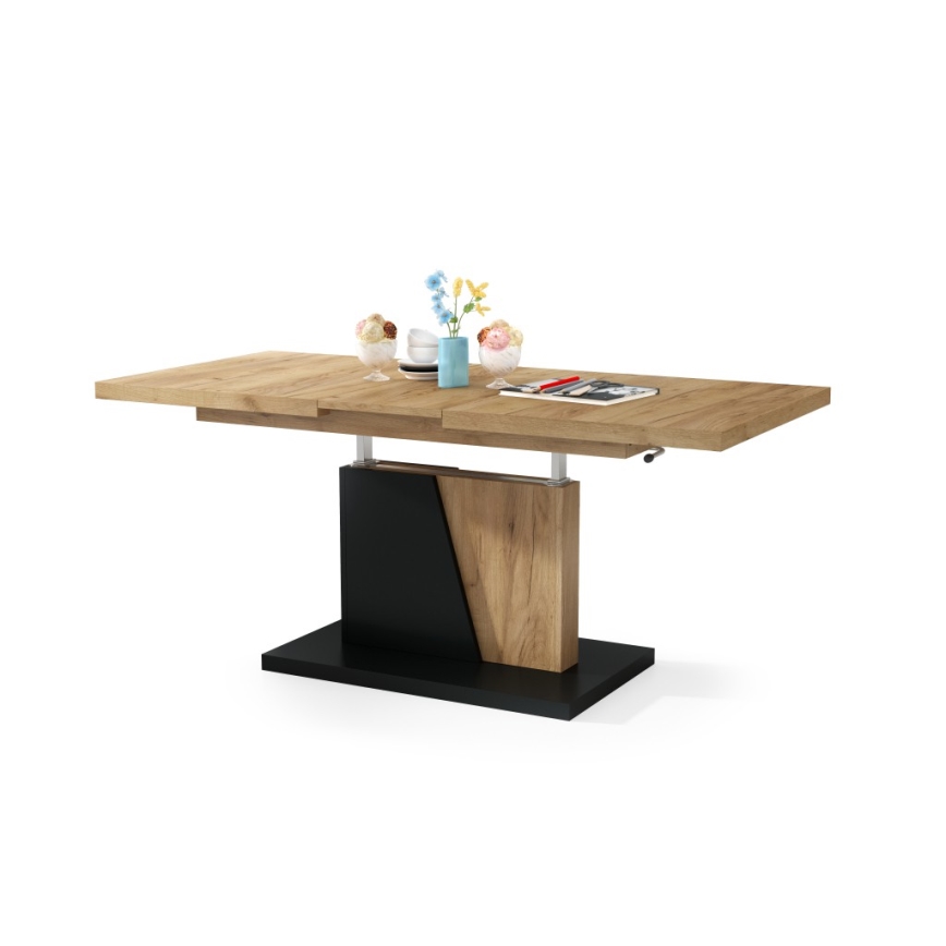 Table basse pliable avec plateau relevable NINO chêne/noir