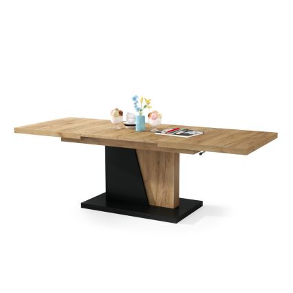 Table basse pliable avec plateau relevable NINO chêne/noir