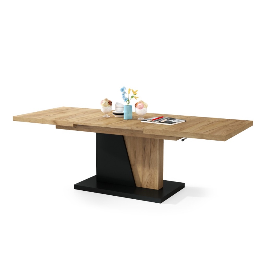 Table basse pliable avec plateau relevable NINO chêne/noir