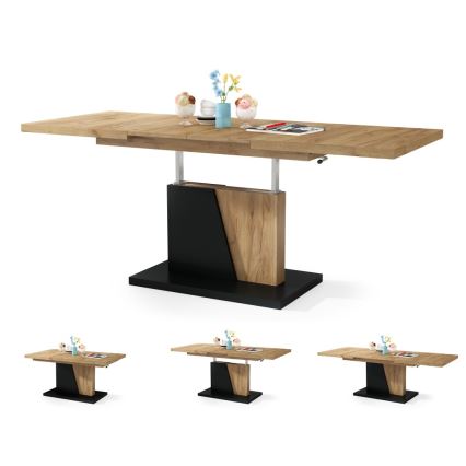 Table basse pliable avec plateau relevable NINO chêne/noir