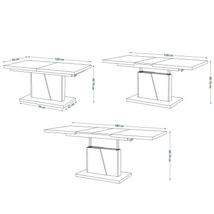 Table basse pliable avec plateau relevable NINO chêne/noir