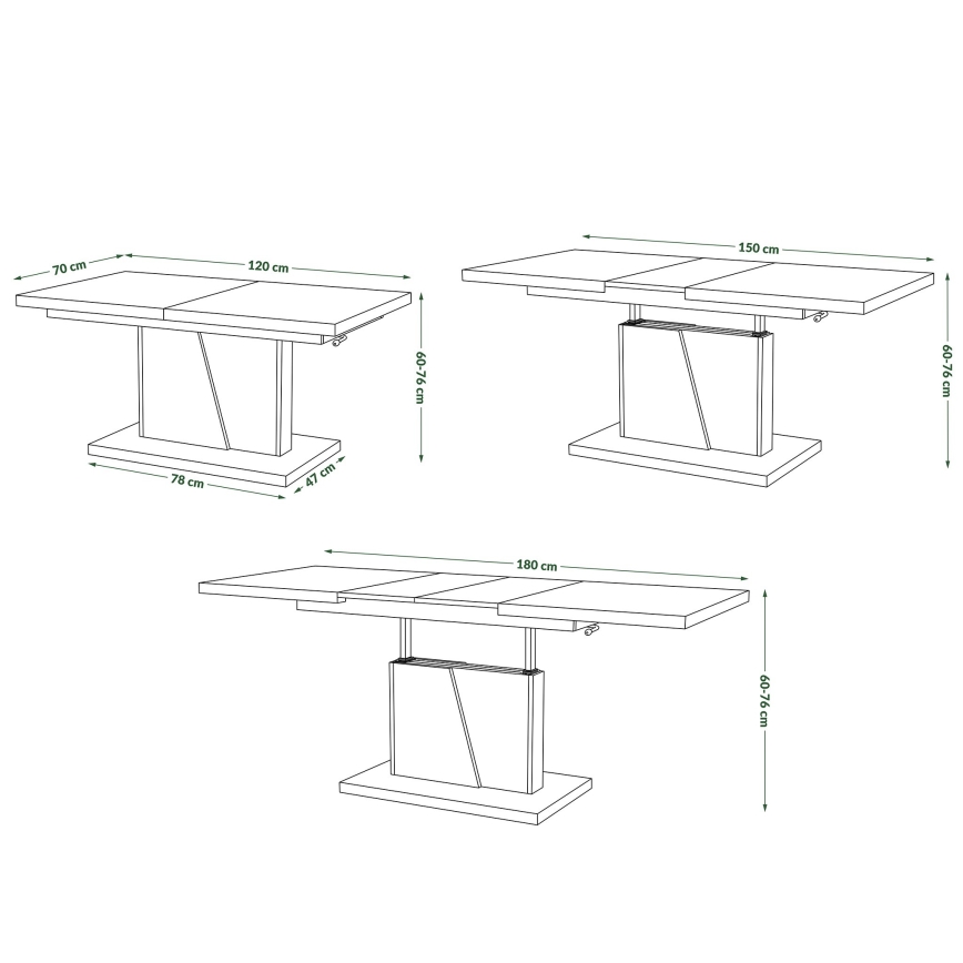Table basse pliable avec plateau relevable NINO chêne/noir