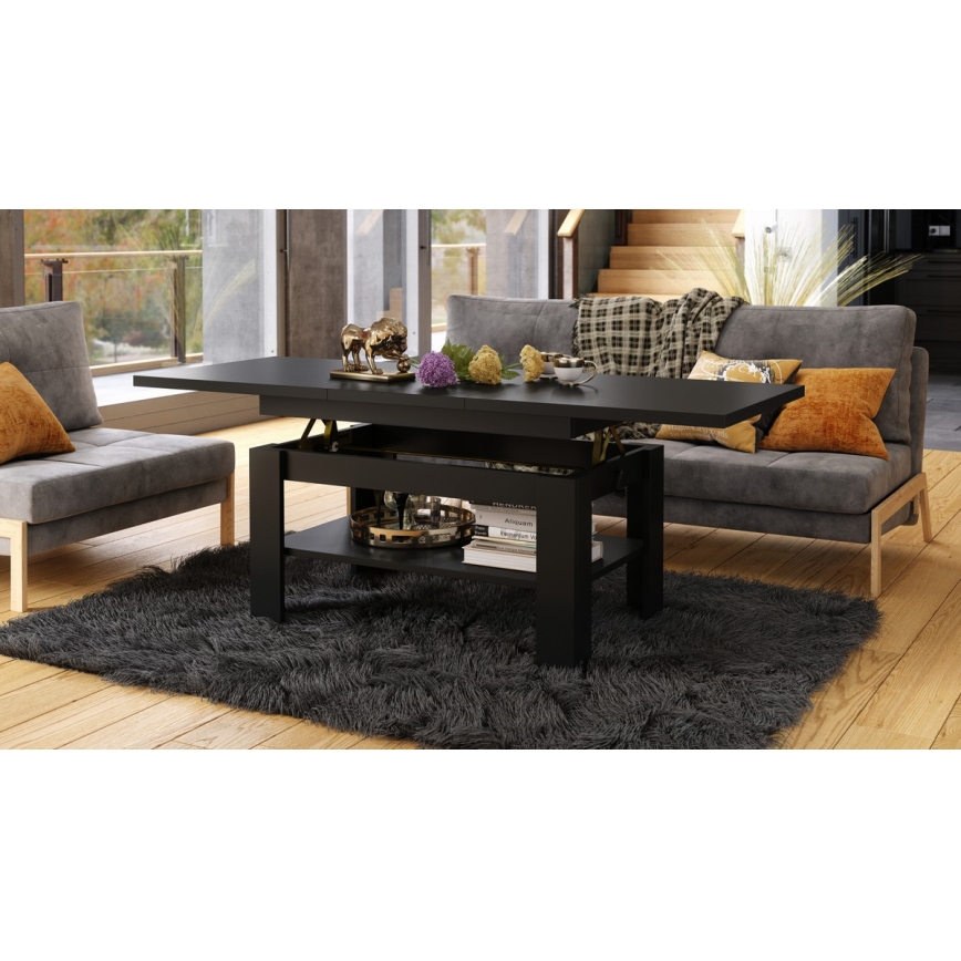 Table basse pliable avec plateau relevable ROY noir