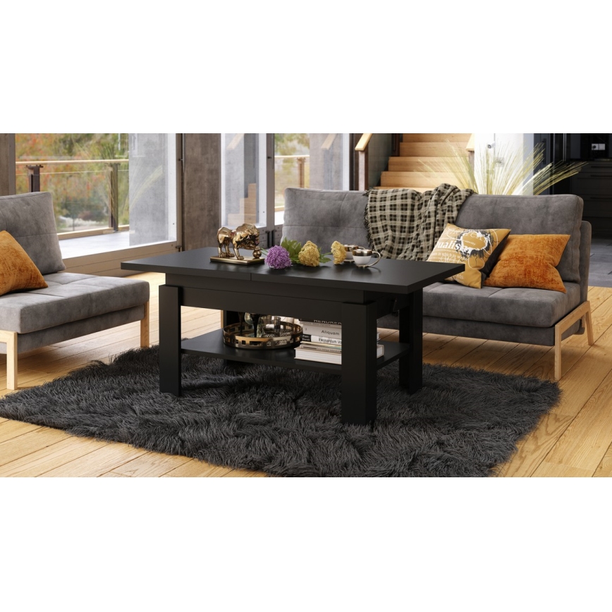 Table basse pliable avec plateau relevable ROY noir
