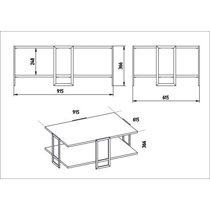 Table basse POLKA 36,6x91,5 cm dorée/blanche