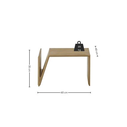Table basse PRISM 60 × 40 cm — réglable verticalement et horizontalement, chêne