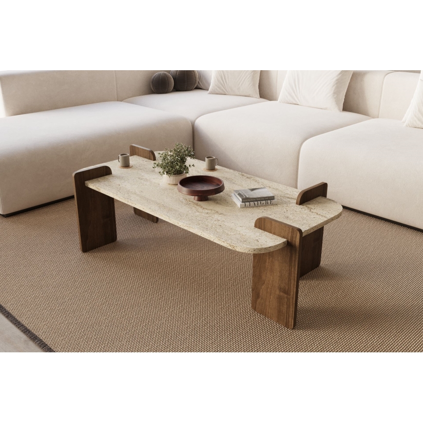 Table basse PURO 120 x 60 cm noyer/beige