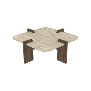 Table basse PURO 90x90 cm beige/noyer