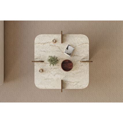 Table basse PURO 90x90 cm beige/noyer