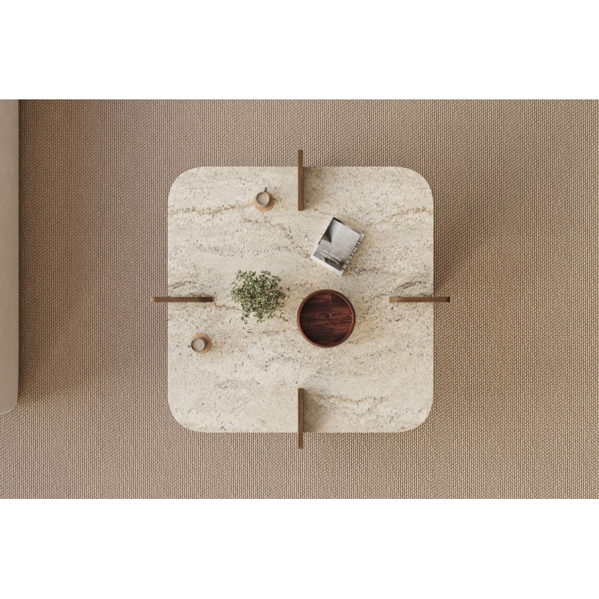 Table basse PURO 90x90 cm beige/noyer