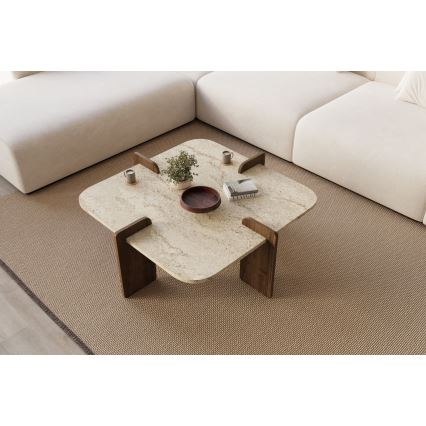 Table basse PURO 90x90 cm beige/noyer