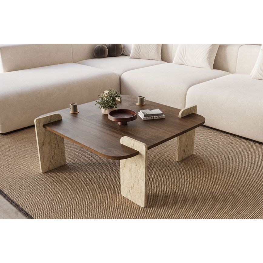 Table basse PURO 90x90 cm noyer/beige