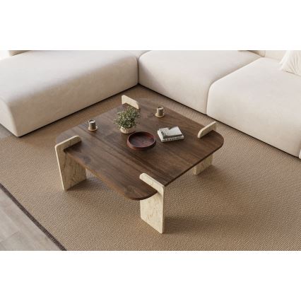 Table basse PURO 90x90 cm noyer/beige
