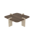Table basse PURO 90x90 cm noyer/travertin