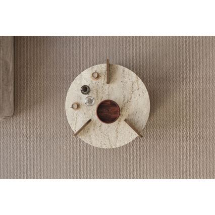 Table basse PURO Ø 70 cm beige/noyer