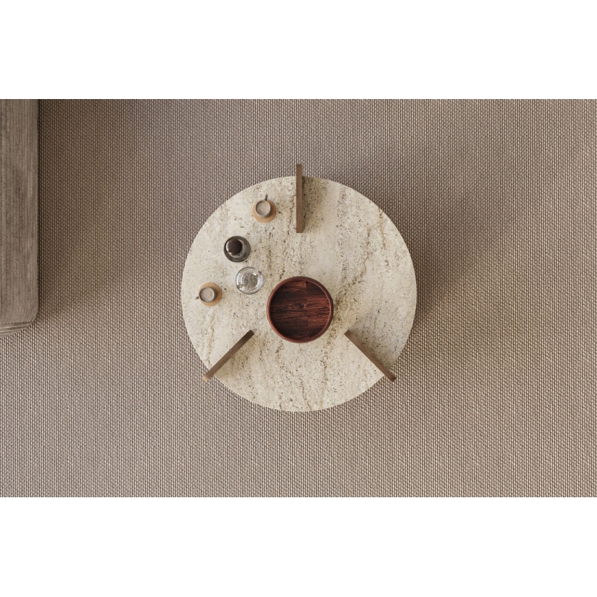 Table basse PURO Ø 70 cm beige/noyer