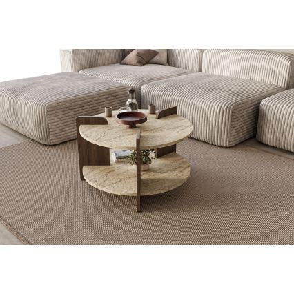 Table basse PURO Ø 70 cm beige/noyer