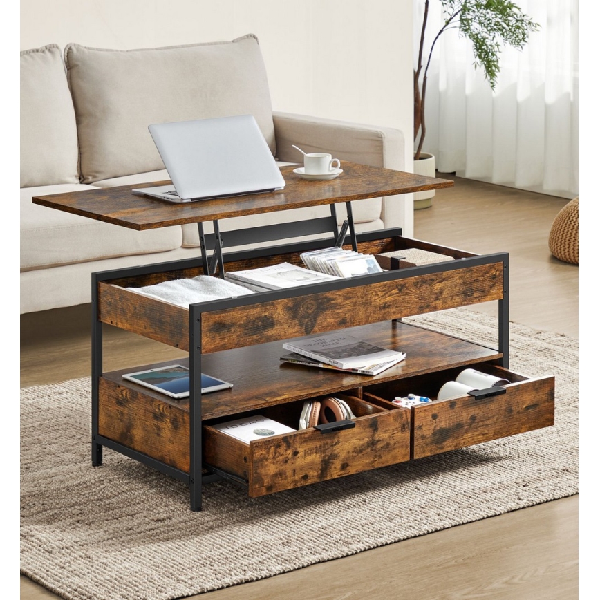 Table basse relevable NYRO marron/noir