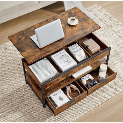 Table basse relevable NYRO marron/noir