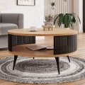 Table basse ROENNI 44x75 cm noir/doré chêne