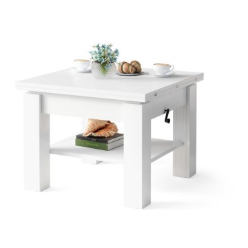 Table basse/salle à manger pliable avec couvercle relevable CALEB blanc