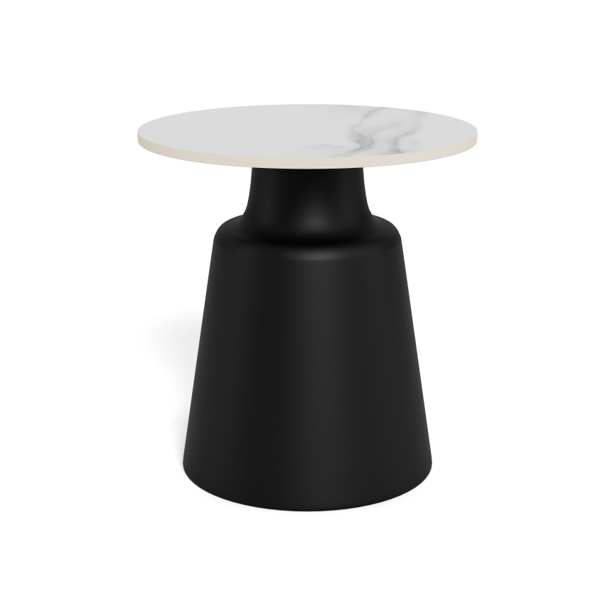 Table basse SANTORINI Ø 45 cm travertin/noir/céramique