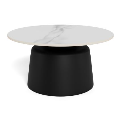 Table basse SANTORINI Ø 70 cm blanc/noir/céramique