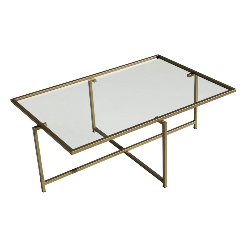 Table basse SOLEIL 35x94 cm doré/transparent