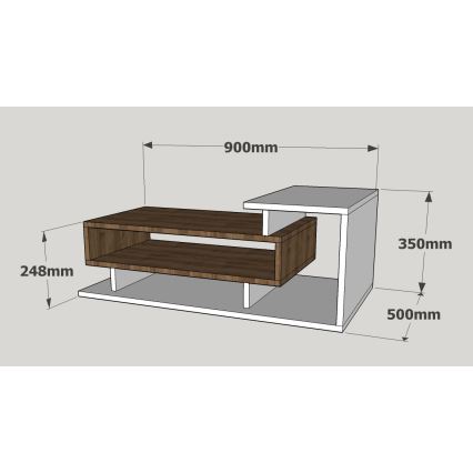 Table basse SPRING 24,8x90 cm marron/blanche