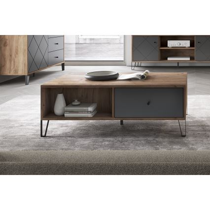 Table basse SULA chêne craft/noir