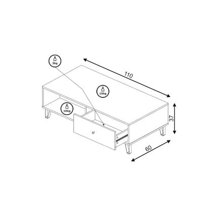 Table basse SULA chêne craft/noir