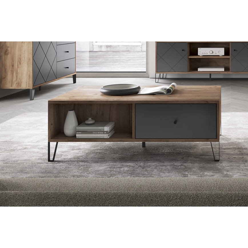 Table basse SULA chêne craft/noire