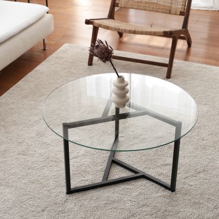 Table basse TRIO 42x75 cm transparente/noire