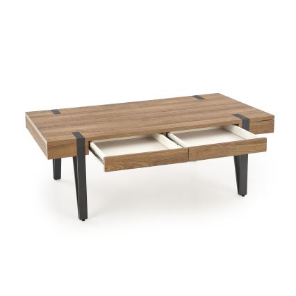 Table basse TULUZA 41x120 cm doré noyer/noir