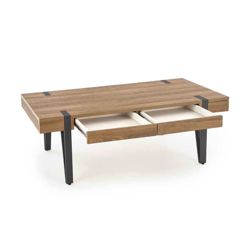 Table basse TULUZA 41x120 cm doré noyer/noir