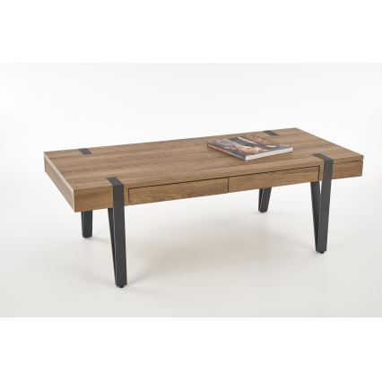 Table basse TULUZA 41x120 cm doré noyer/noir