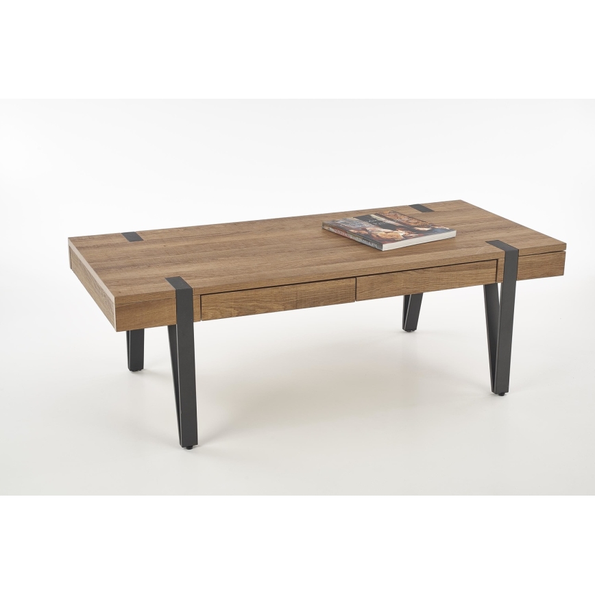 Table basse TULUZA 41x120 cm doré noyer/noir