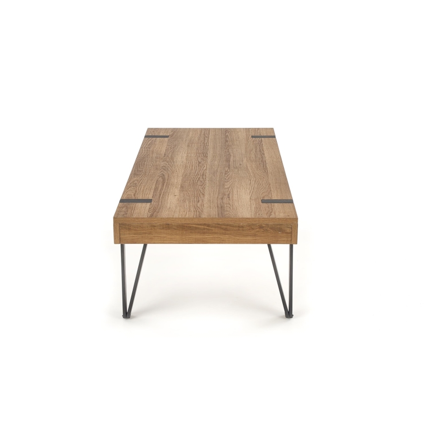 Table basse TULUZA 41x120 cm doré noyer/noir