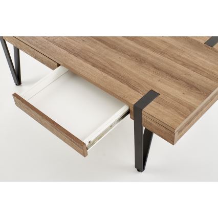 Table basse TULUZA 41x120 cm doré noyer/noir